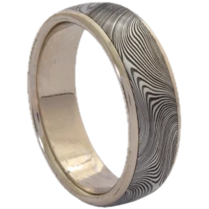 Ring aus Damaszenerstahl kombiniert mit 585 Weißgold