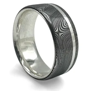 Damastring mit Silberstreifen