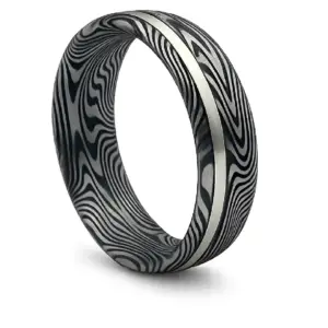 Damastring mit Silberstreifen